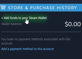 Clicking the 'Add funds to your Steam Wallet' button