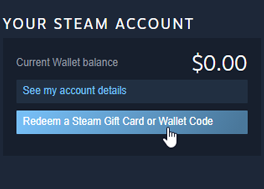 Clicking the 'Redeem a Steam Gift Card' button